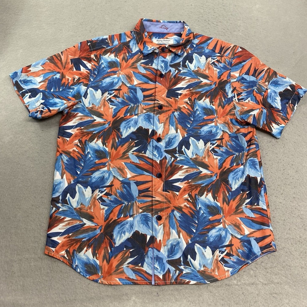 Tommy Bahama Shirt Mens Medium Red Island Zone The Coconut Point Firecracker